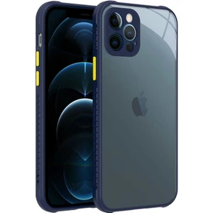 Mobaxaksesuar Apple iPhone 12 Pro Kılıf Kenar Renkli Sararmaz Şeffaf Kapak