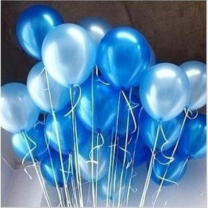 Metalik Sedefli Koyu Mavi-Açık Mavi Karışık Balon - 10 Adet