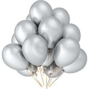 Metalik Balon Gümüş Gri  10 Adet