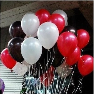 Metalik Balon Beyaz- Kırmızı - Siyah 10 Adet