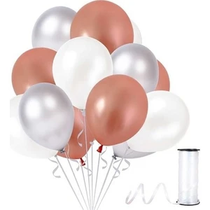 Metalik Balon Beyaz -Rose Gold -Gümüş Gri 10 Adet