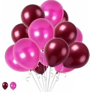 Metalik Balon Bordo - Fuşya 10 Adet