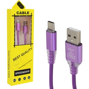 3 Amper Örgülü Rgb Işıklı Type-C USB Data Kablosu 1 Metre