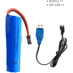 3.7V 18650 Li-On Siyah Soketli Sony Pilli Oyuncak Pili USB Şarj Cihazı ile