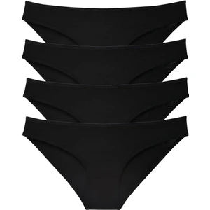 4 Adet Süper Eko Set Likralı Kadın Slip Külot Siyah