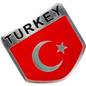 Türkiye Bayrağı Tasarımlı Alüminyum Arma Sticker Etiket