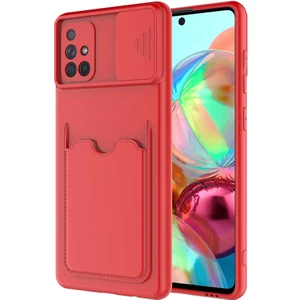Mobaxaksesuar Samsung Galaxy A71 Kılıf Kartlıklı Lens Kapatmalı Kapak