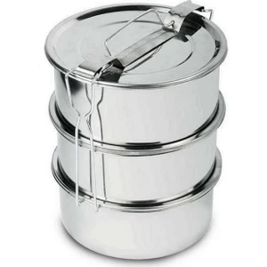 3'lü Krom Çelik Sefertası Üç Kişilik 17X6 cm No:3