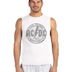 Dairede Acdc Beyaz Kesik Kol | Kolsuz Erkek T-Shirt | Atlet