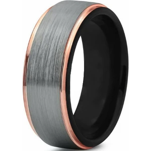 Bayan-Erkek Gri Rose Kenarlı Tungsten Yüzük Dm85 12