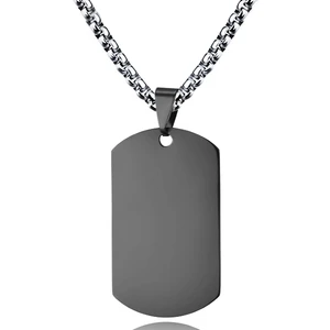 60 Cm. 3Mm. Siyah Çelik Dogtag Asker Künyesi Kolye Ds68Sy