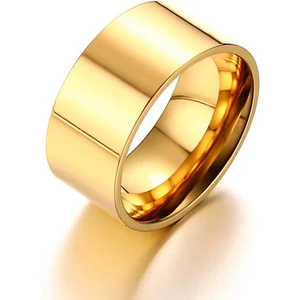10Mm. Geniş Gold Sarı  Erkek Çelik Alyans Yüzük Dt02