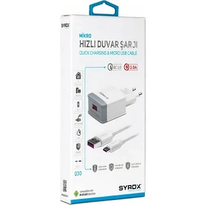 Q30 Hızlı Şarj Destekli Şarj Aleti + Micro USB Kablo Seti