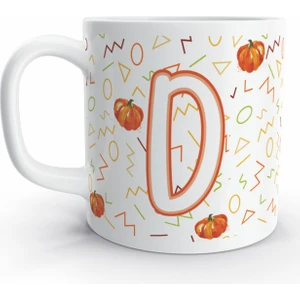 Rock'n Fox D Harfi Balkabağı  Tasarım Renkli Harfli Kupa Bardak