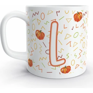 Rock'n Fox L Harfi Balkabağı  Tasarım Renkli Harfli Kupa Bardak