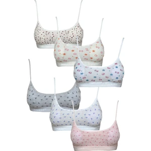 Pedli Ip Askılı Yarım Atlet Desenli Büstiyer 6 Lı Set 2