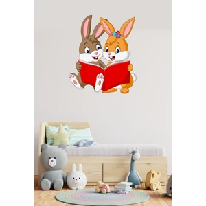 Çok Indırımlı Kitap Okuyan Sevimli Tavşanlar Duvar Sticker