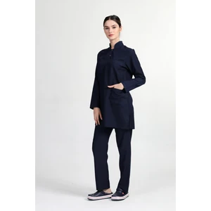 Tesettür Kadın Lacivert Doktor Hemşire Forması Takım (Alpaka Kumaş) ANY-2801