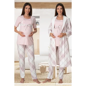 Effortt Pudra Sabahlıklı Lohusa Pijama Takımı