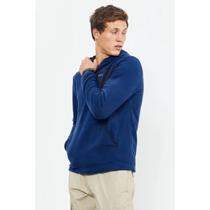 Tommy Life İndigo Nakışlı Yarım Fermuar Kapüşonlu Standart Kalıp Erkek Polar Sweatshirt - 87996