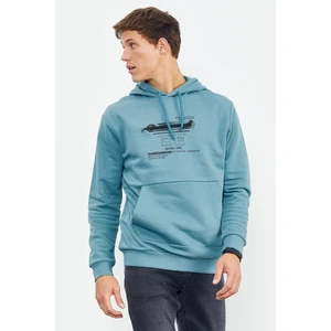 Tommy Life Mint Yeşili Baskılı Kapüşonlu Kanguru Cep Rahat Form Erkek Sweatshirt - 88019