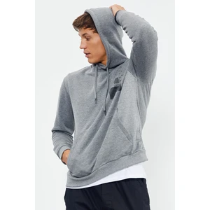 Tommy Life Gri Melanj Ön ve Sırt Baskılı Kapüşonlu Rahat Form Erkek Sweatshirt - 88017