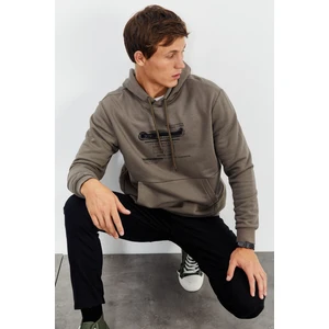 Tommy Life Camel Baskılı Kapüşonlu Kanguru Cep Rahat Form Erkek Sweatshirt - 88019