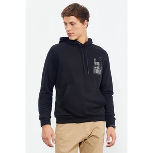 Tommy Life Tommy Life  Siyah Erkek Ön ve Sırt Baskılı Kapüşonlu Rahat Form Sweatshirt - 88017