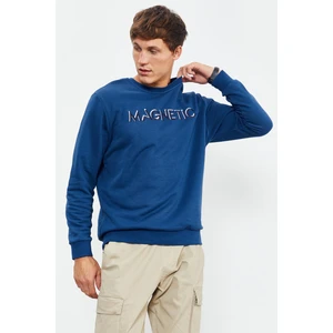 Tommy Life İndigo Yazı Nakışlı O Yaka Rahat Form Erkek Sweatshirt - 88020