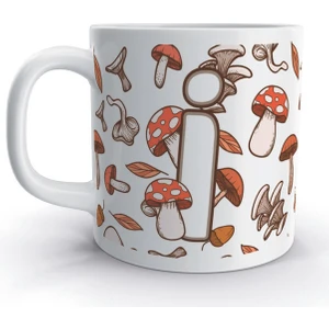 Rock'n Fox I Harfi Mantar Sonbahar Tasarım Desenli Harfli Kupa Bardak