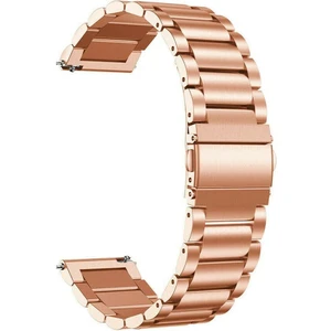 Samsung Galaxy Watch 46 mm Uyumlu Metal Kordon Premium Paslanmaz Çelik Kayış Baklalı Modelrose Gold