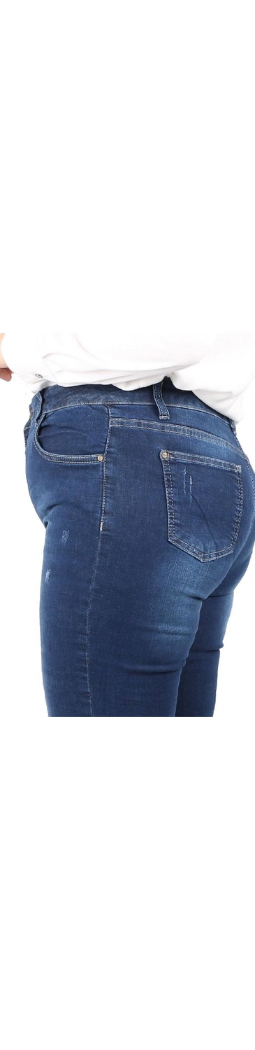 Günay Fierte Kadın Büyük Beden Pantolon RG1450 Jean Yüksek Bel Dar Paça Yırtık Fermuar Kapama Düğmeli Spor Cep Kot Pamuk Lacivert Füme Siyah görsel 5