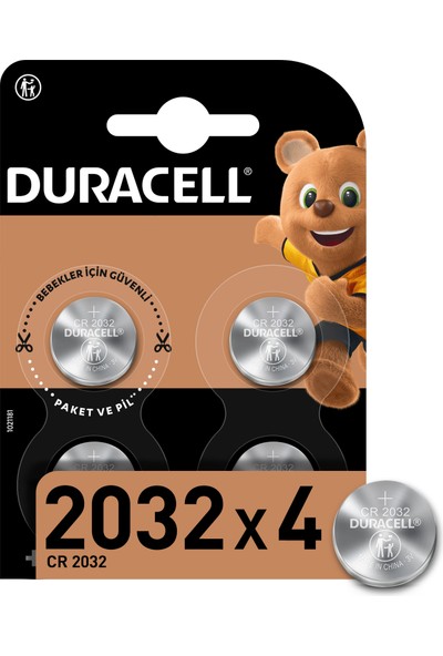 Duracell Özel 2032 Lityum Düğme Pil 3V 4’lü paket
