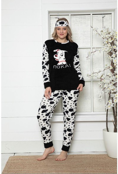 Boyraz Kadın Welsoft Polar Pijama Takımı Siyah 20003-