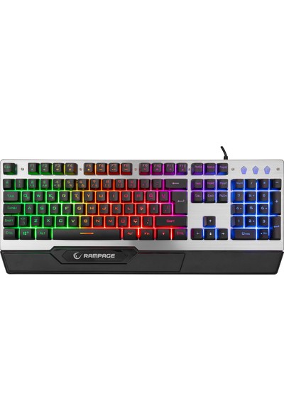 Rampage Km-26 Steely 4'lü Gaming Combo Profesyonel Oyuncu Seti Rainbow Aydınlatmalı Q Klavye + Kulaklık + Mouse + Mousepad