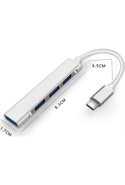 Brs Macbook Uyumlu Type-C To 4* USB 3.0 Splitter 5 Gbps Çevirici Hub Adaptör