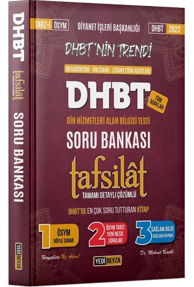 Yedi Beyza Yayınları Dhbt Tafsilât Tamamı Çözümlü Soru Bankası