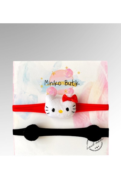 Miniko Butik Hello Kitty ve Ponponlu 2'li Saç Bandı Seti
