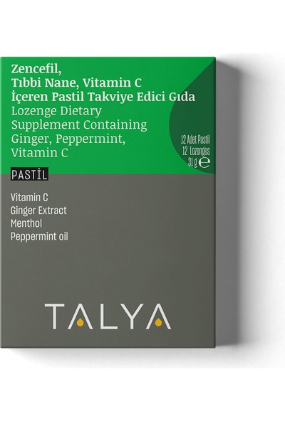 Talya Zencefil, Tıbbi Nane, Vitamin C Içeren Pastil Takviye Edici Gıda
