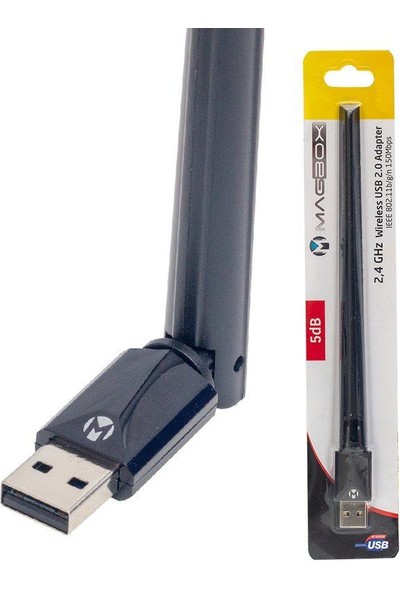 Magbox Uydu Alıcılarına Uygun Wifi Wireless ADAPTÖR,150MBPS 5dbı Adaptör Antenli USB Kablosuz Vifi