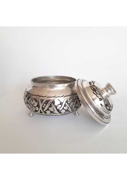 Bakır Şekerlik, Gümüş Renkli, Lokumluk, Dekoratif Bakır Kapaklı Küçük Kase, El Işlemesi Otantik Bakır Kase fiyatları