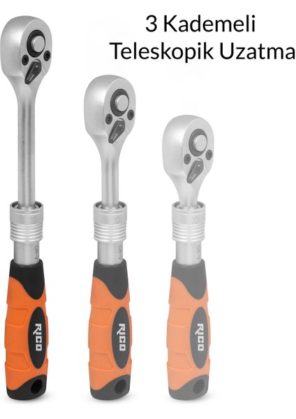 1/4" Uzatmalı Cırcır Kolu 72 Diş (013-KK1472)