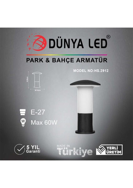 Dünya Led HS.2912 Dış Mekan Bahçe Aydınlatma