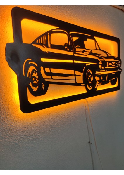 Mustang LED Işıklı Ahşap Dekoratif Tablo
