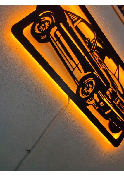 Mustang LED Işıklı Ahşap Dekoratif Tablo