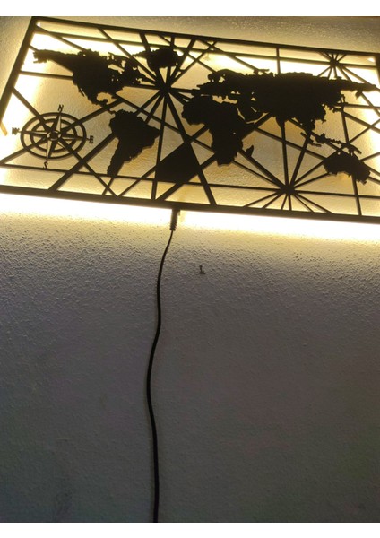 Dünya Haritası LED Işıklı Ahşap Tablo indirimleri