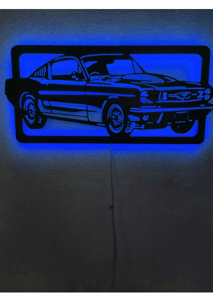 Mustang LED Işıklı Ahşap Dekoratif Tablo