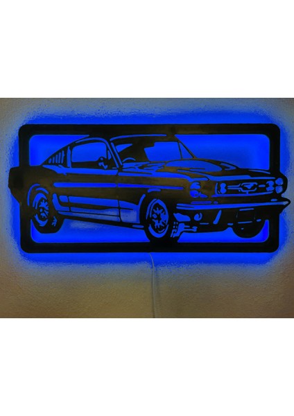 Mustang LED Işıklı Ahşap Dekoratif Tablo