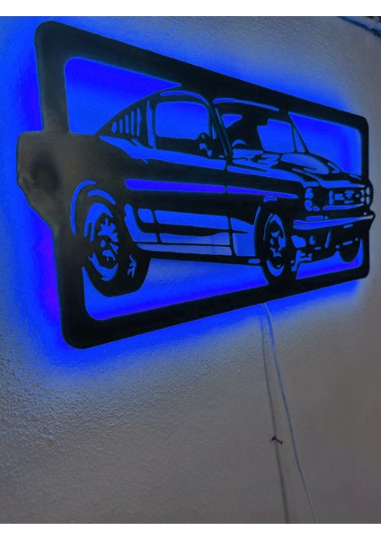 Mustang LED Işıklı Ahşap Dekoratif Tablo