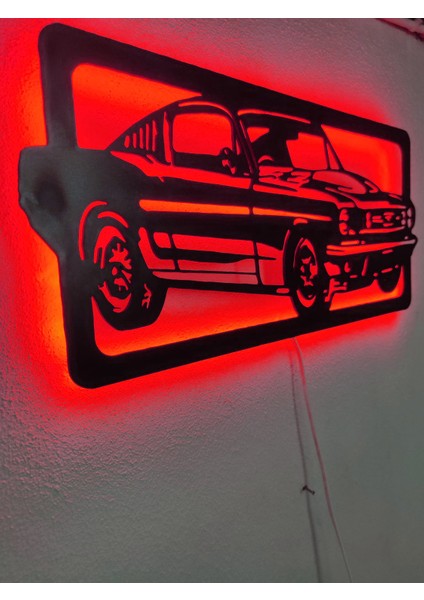 Mustang LED Işıklı Ahşap Dekoratif Tablo